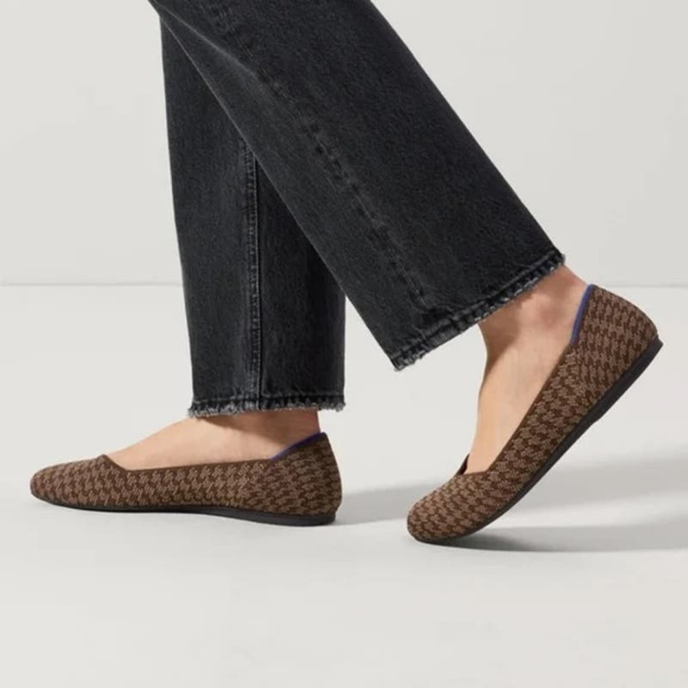 Rothy's Cocoa Houndstooth Flat Women’s Size 7 Limited Edition